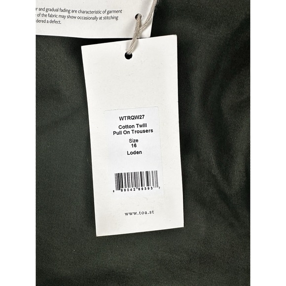 Toast Women's Gabi Cotton Pull On Pants Loden In "Olive" Be Green Size 16 - Picture 3 of 10
